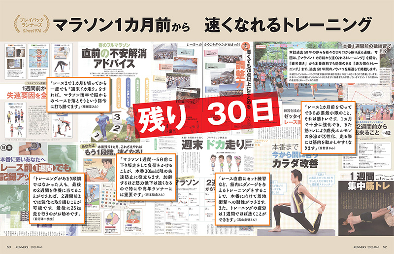 特集ページ:プレイバックRUNNERS Since1976<br>マラソン1カ月前から速くなれるトレーニング