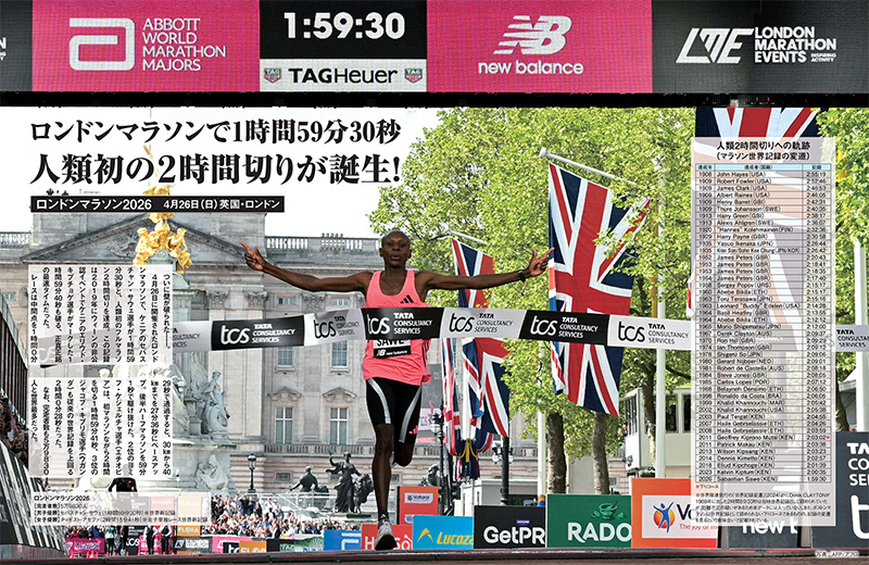 特集ページ：ロンドンで人類初の2時間切りが誕生！<br />「驚異的ペースアップの裏側」