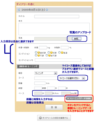 ダイアリー（日誌）を書く