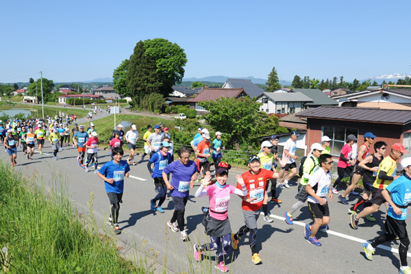 コースは奥州市の農村風景のなかを進む。まさに旅ラン！