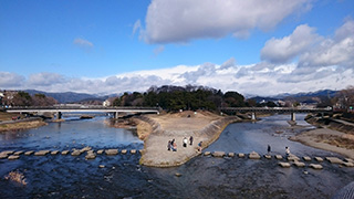 鴨川デルタ。右が高野川、左が賀茂川