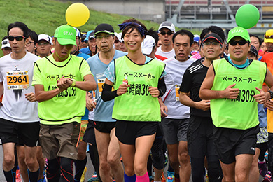 マラソンの目標タイムごとにペースランナーが先導