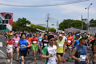 田園地帯や川沿いを走る比較的平坦なコースが特徴。「大凧」が目印