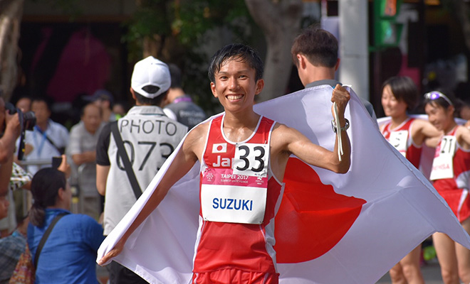 鈴木健吾選手は夏に開催されたユニバーシアードのハーフマラソンで銅メダルを獲得している（写真提供/神奈川大学陸上競技部）