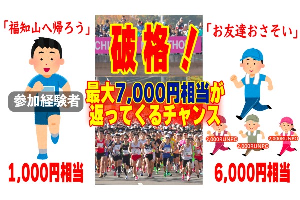 【福知山マラソンが破格のエントリーキャンペーン】最大7,000円相当分が返ってくるチャンス！